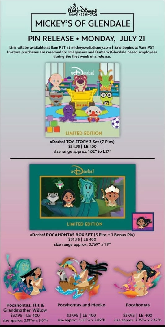 Toy Story & Pocahontas Pre order